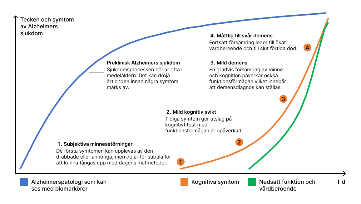 Graf på tecken och symtom av Alzheimers sjukdom